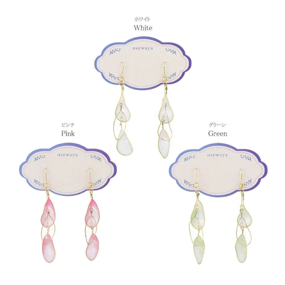 Clear Petal Triple Drop Earrings