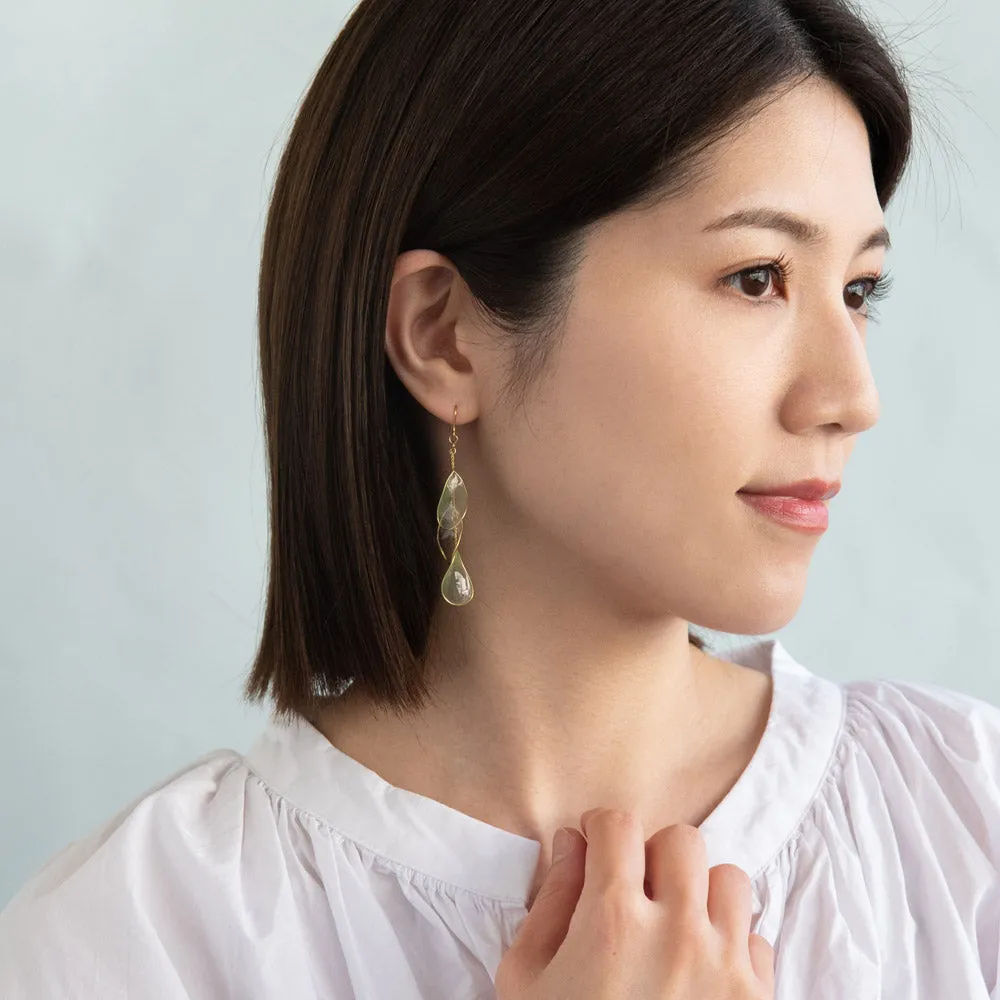 Clear Petal Triple Drop Earrings