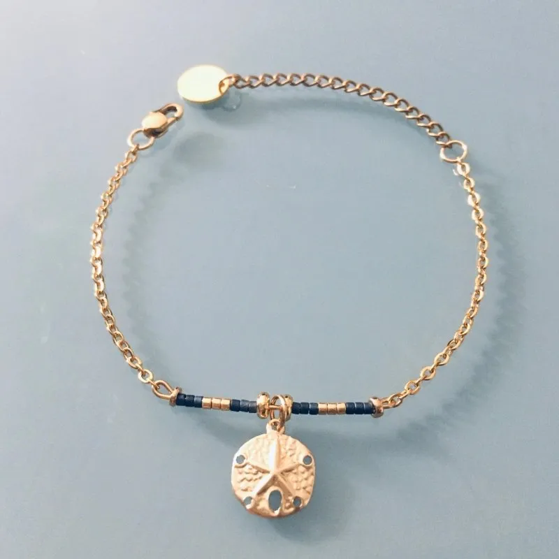 Clover Sand Dollar Bracelet | Women's Sand Dollar Bracelet 24K Gold | Golden Bracelet | Gift idea | Gold Bracelet | Gift Jewelry | Women's Jewelry