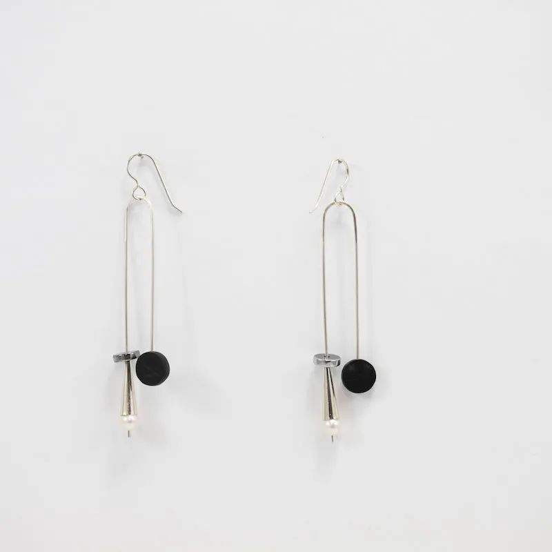 Cone Pearl Disc Earrings