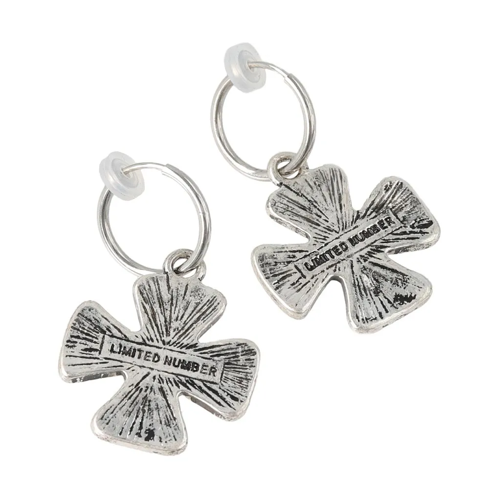 Cross Drop Padded Clip On Earrings