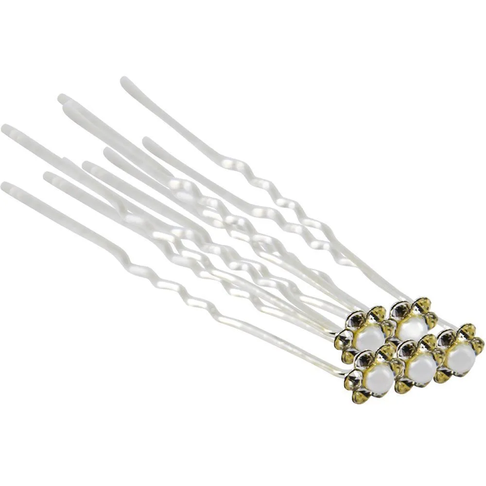 Crystal & Pearl Hairpins Sm