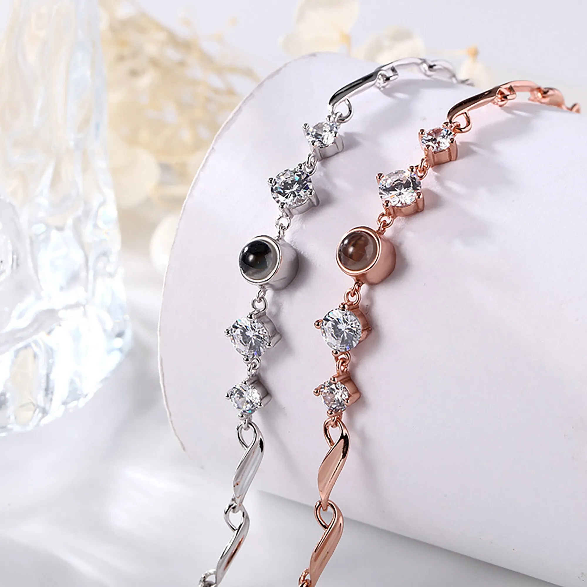 Custom photo Projection Bracelet Jewelry with Silver/Rose Gold Color