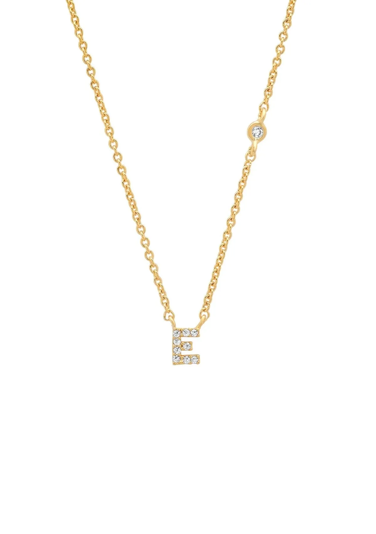 CZ "E" Initial Necklace