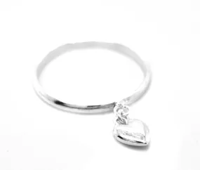 Delicate Heart Charm Ring