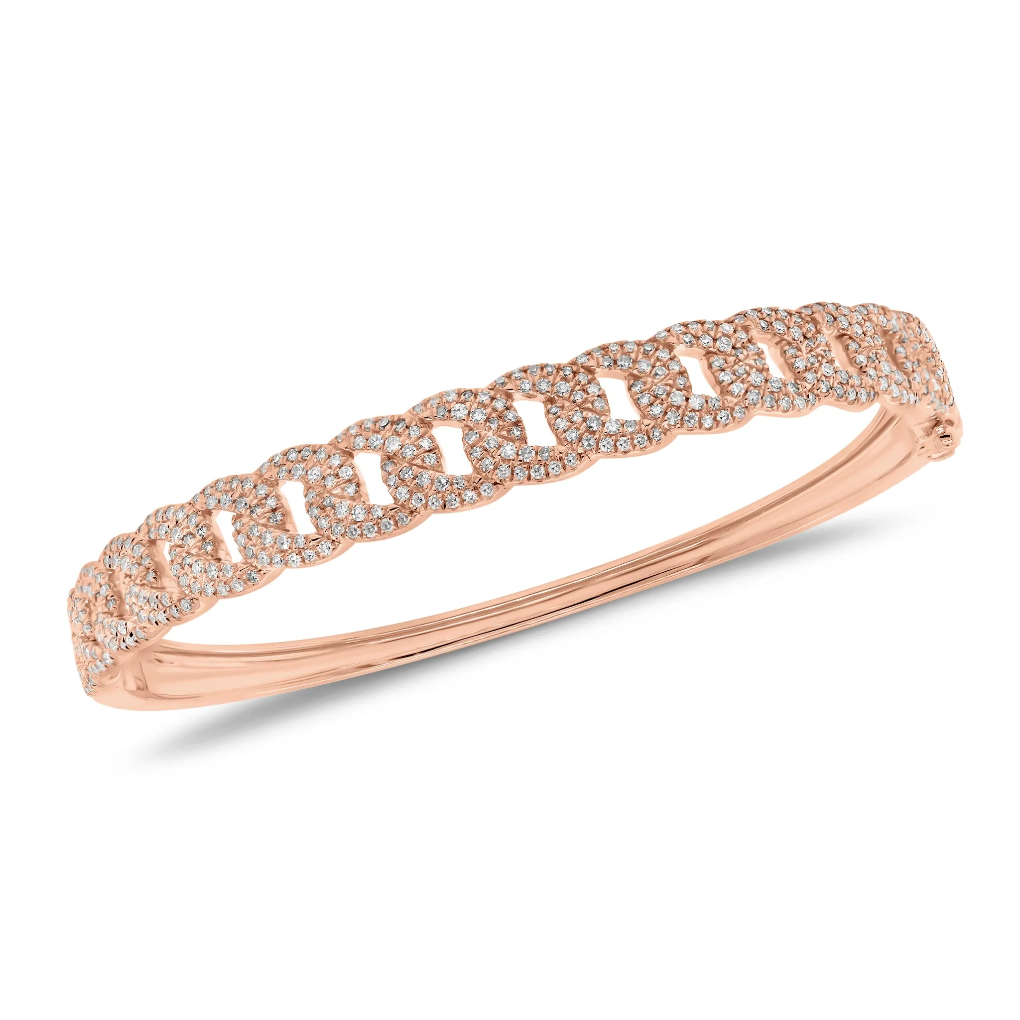 Diamond Curb Chain Half-Way Bangle Bracelet