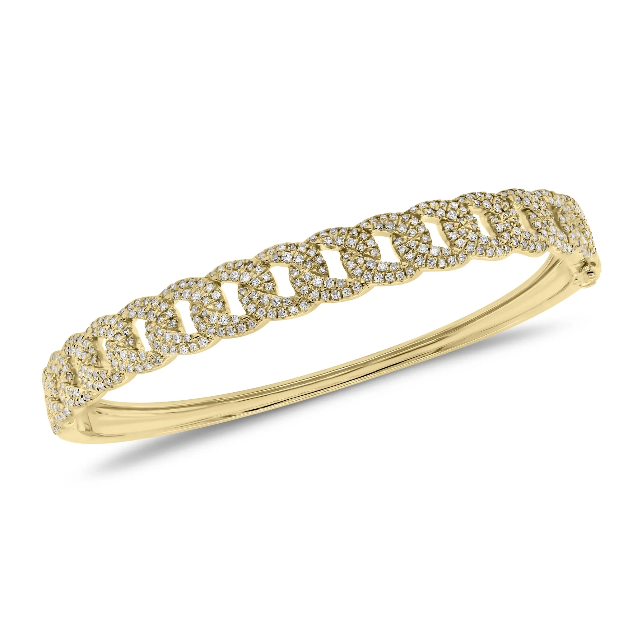 Diamond Curb Chain Half-Way Bangle Bracelet