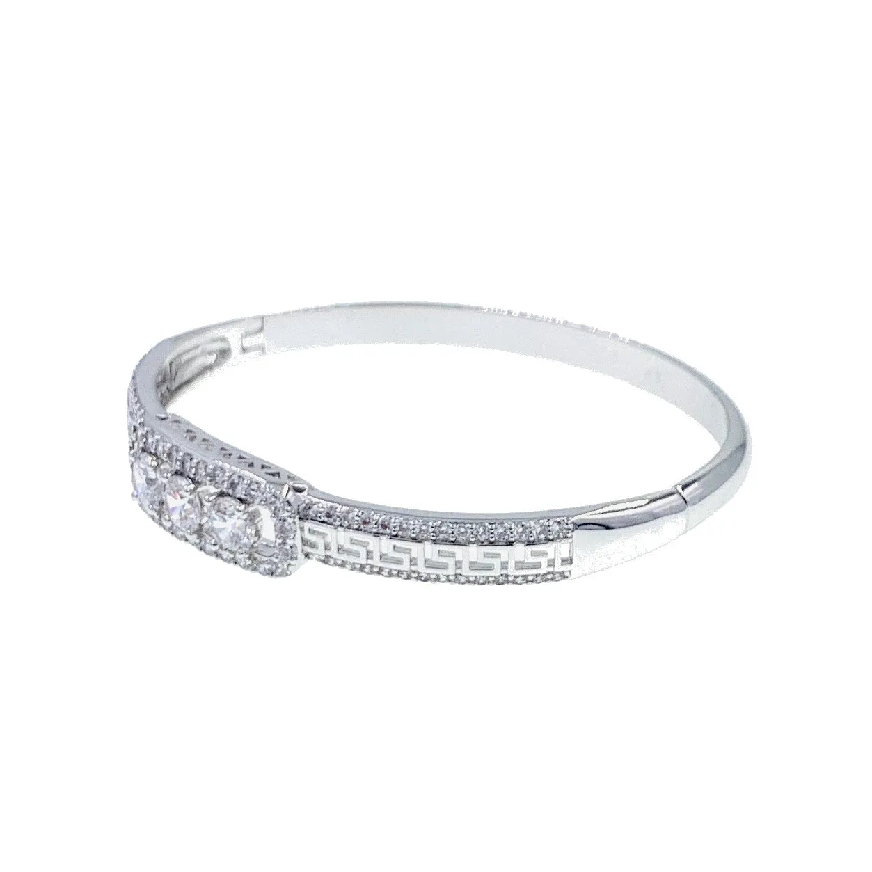 Drina Cubic Zirconia Bangle Bracelet Silver