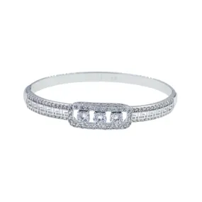 Drina Cubic Zirconia Bangle Bracelet Silver