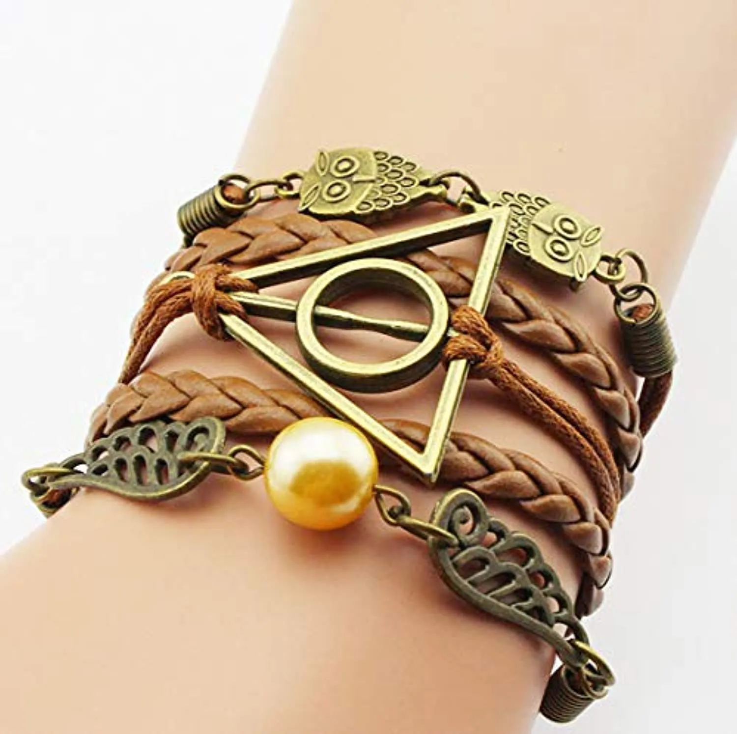 Electomania Brown Cortex Deathly Hallows Snitch Owl Fashion Bracelet for Men and Women