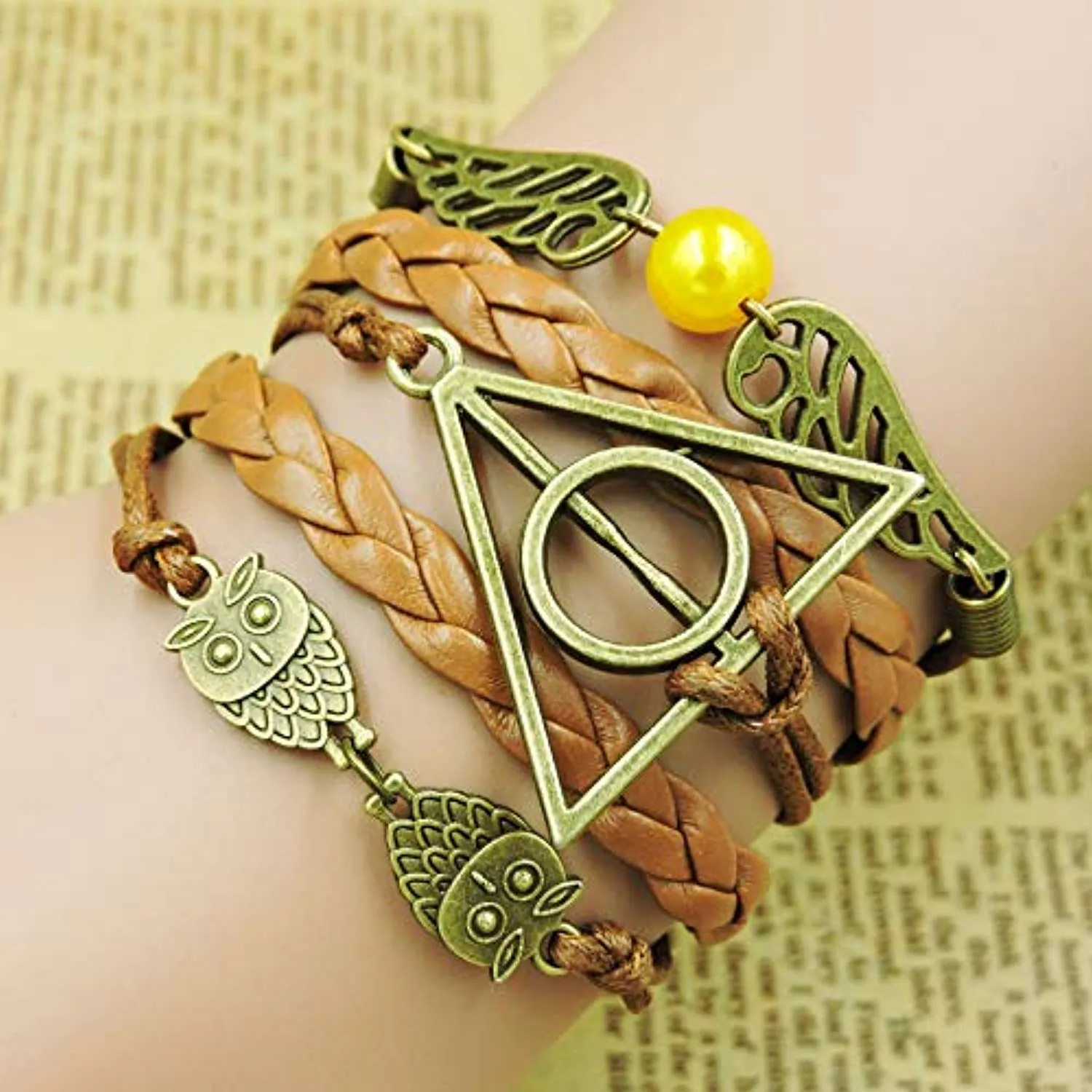 Electomania Brown Cortex Deathly Hallows Snitch Owl Fashion Bracelet for Men and Women