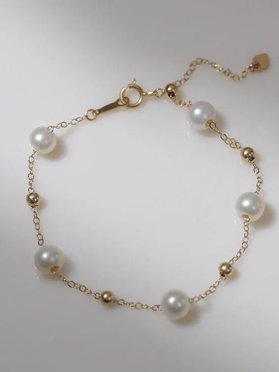 Elegant Stardust Pearl Chain Bracelet