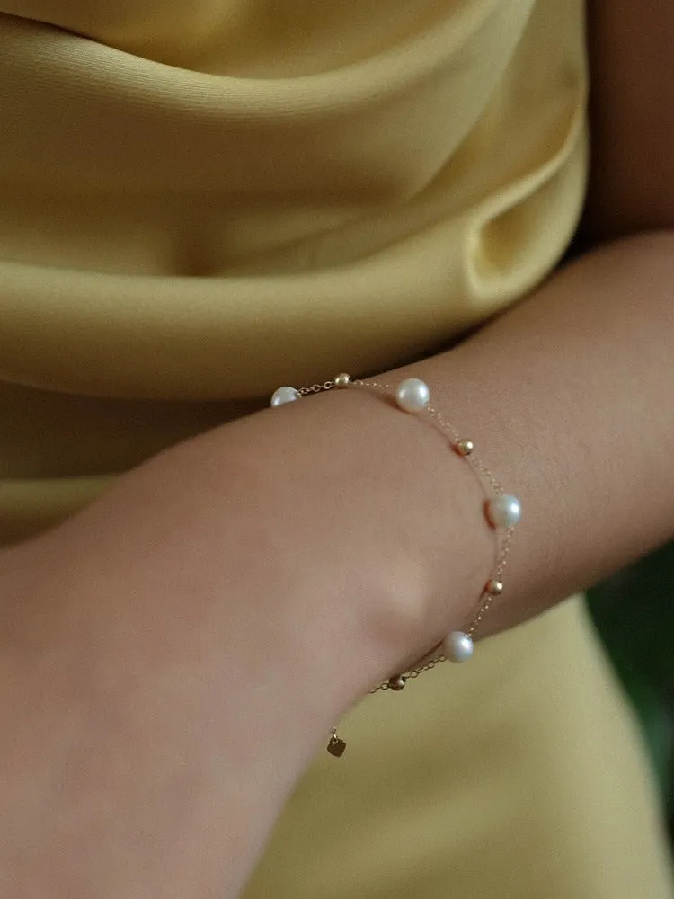 Elegant Stardust Pearl Chain Bracelet