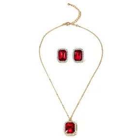 Enchanting Red Stone Jewelry Set - Vienna Verve Luxe Collection