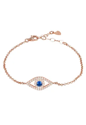 Evil Eye Eliptical Bracelet Blue Rosegold