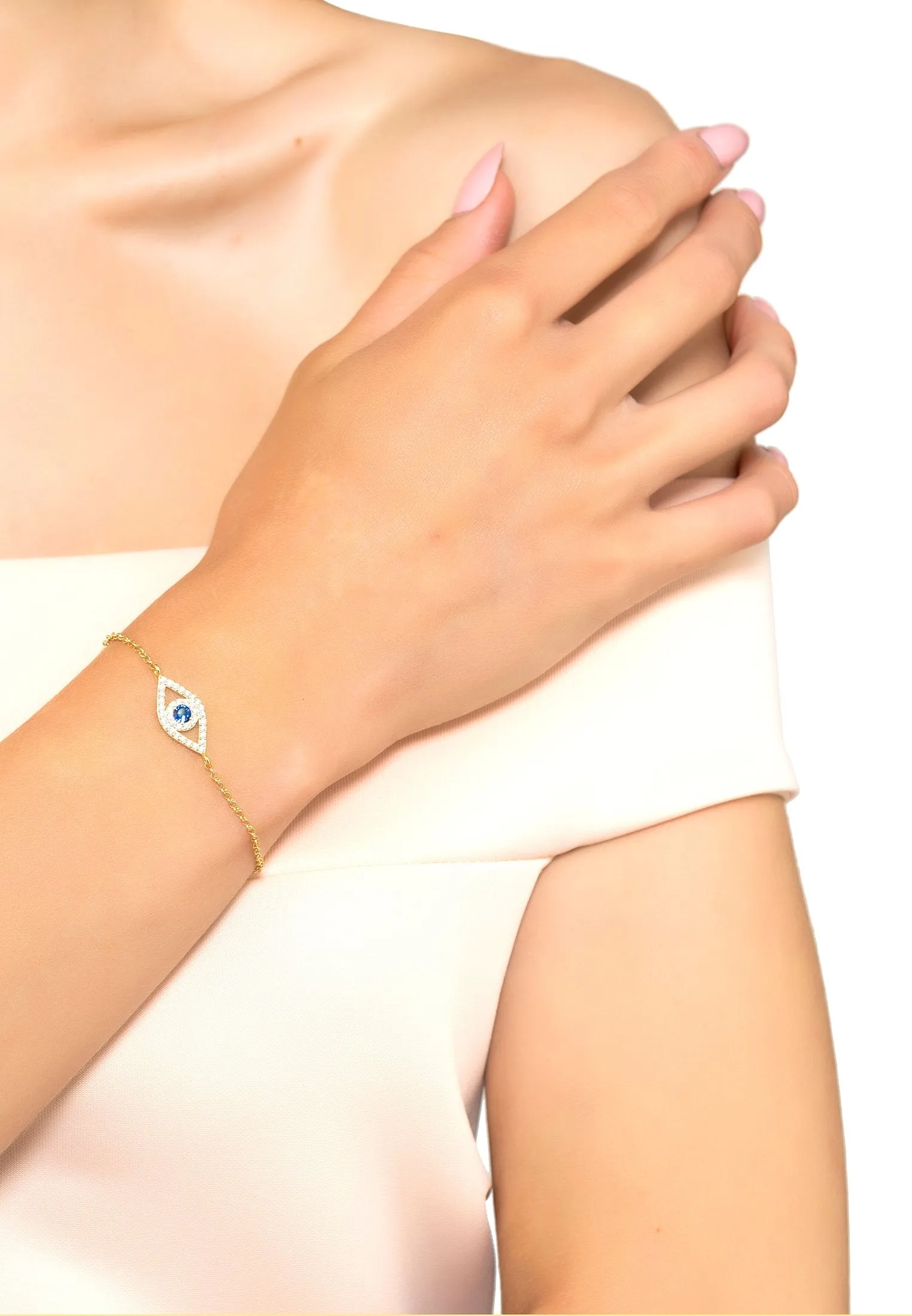 Evil Eye Eliptical Bracelet Blue Rosegold