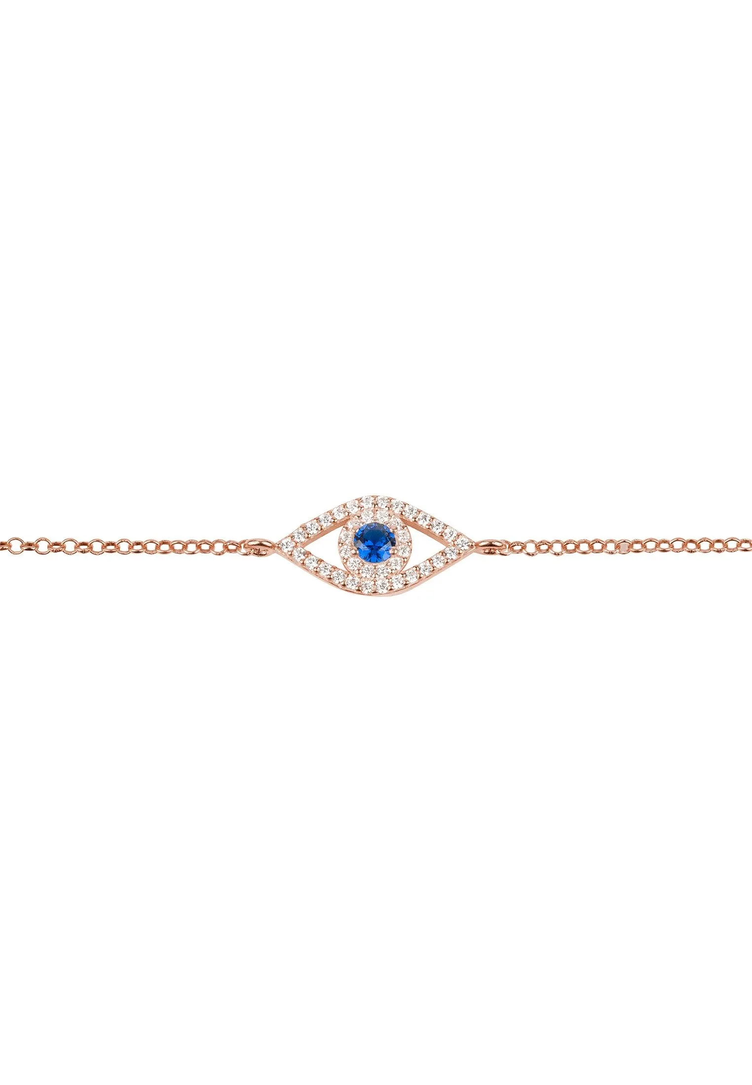 Evil Eye Eliptical Bracelet Blue Rosegold