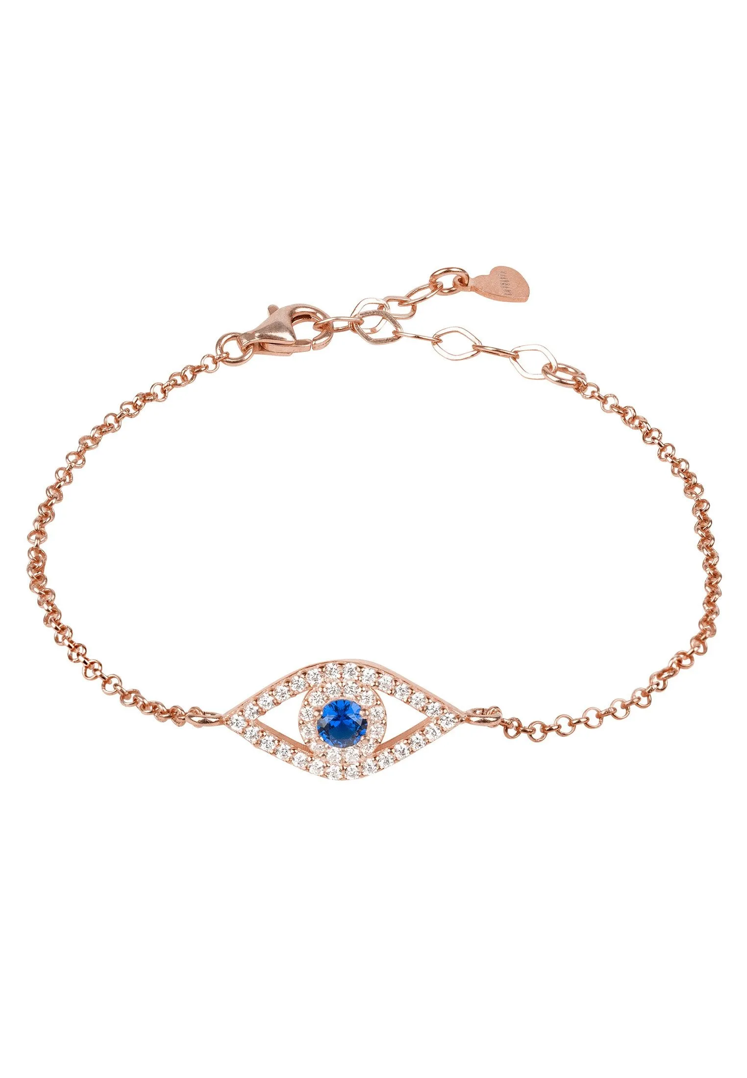 Evil Eye Eliptical Bracelet Blue Rosegold