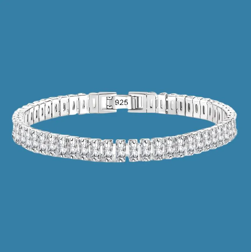 Exquisite 100% 925 Sterling Silver Moissanite Bangle Bracelet - Perfect for Weddings and Special Occasions!