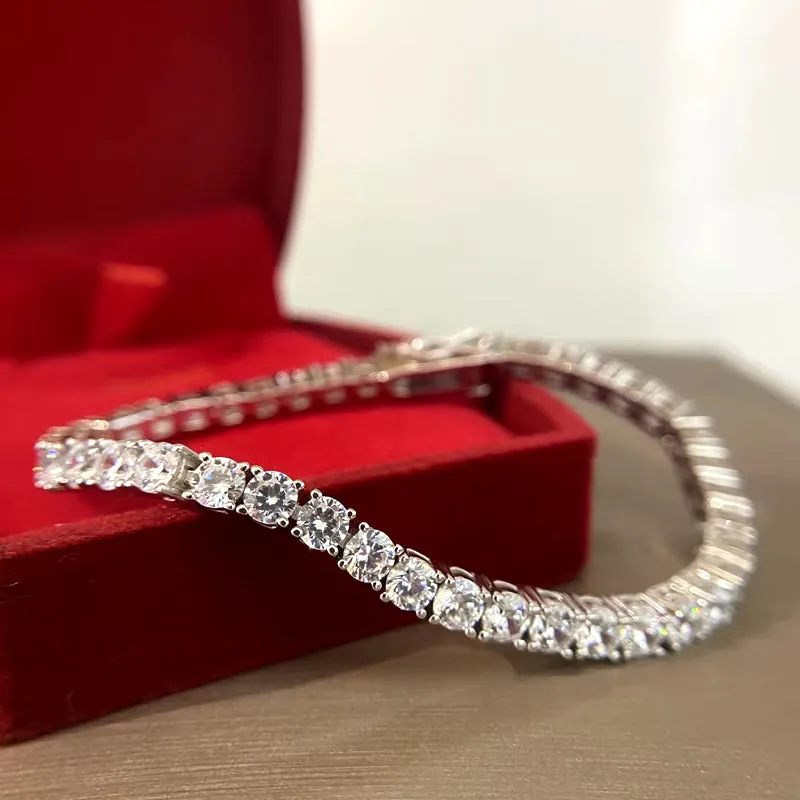 Exquisite 100% 925 Sterling Silver Moissanite Bangle Bracelet - Perfect for Weddings and Special Occasions!