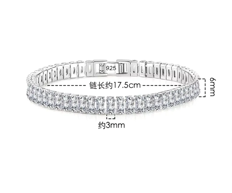 Exquisite 100% 925 Sterling Silver Moissanite Bangle Bracelet - Perfect for Weddings and Special Occasions!