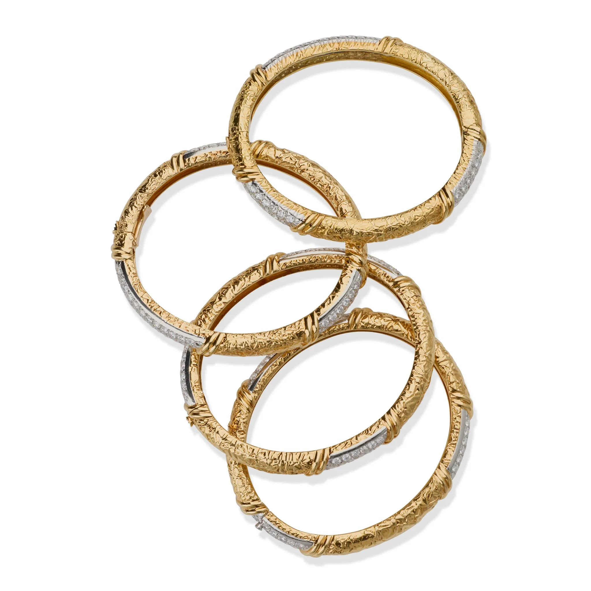 Four 1970s Van Cleef & Arpels Diamond Bangle Bracelets