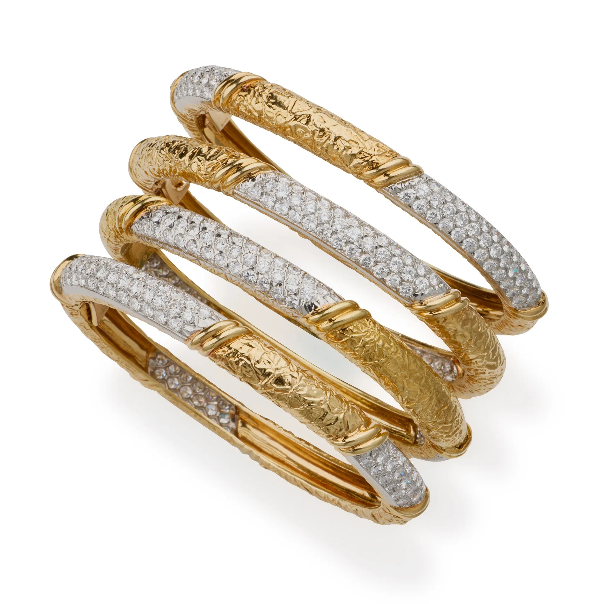 Four 1970s Van Cleef & Arpels Diamond Bangle Bracelets