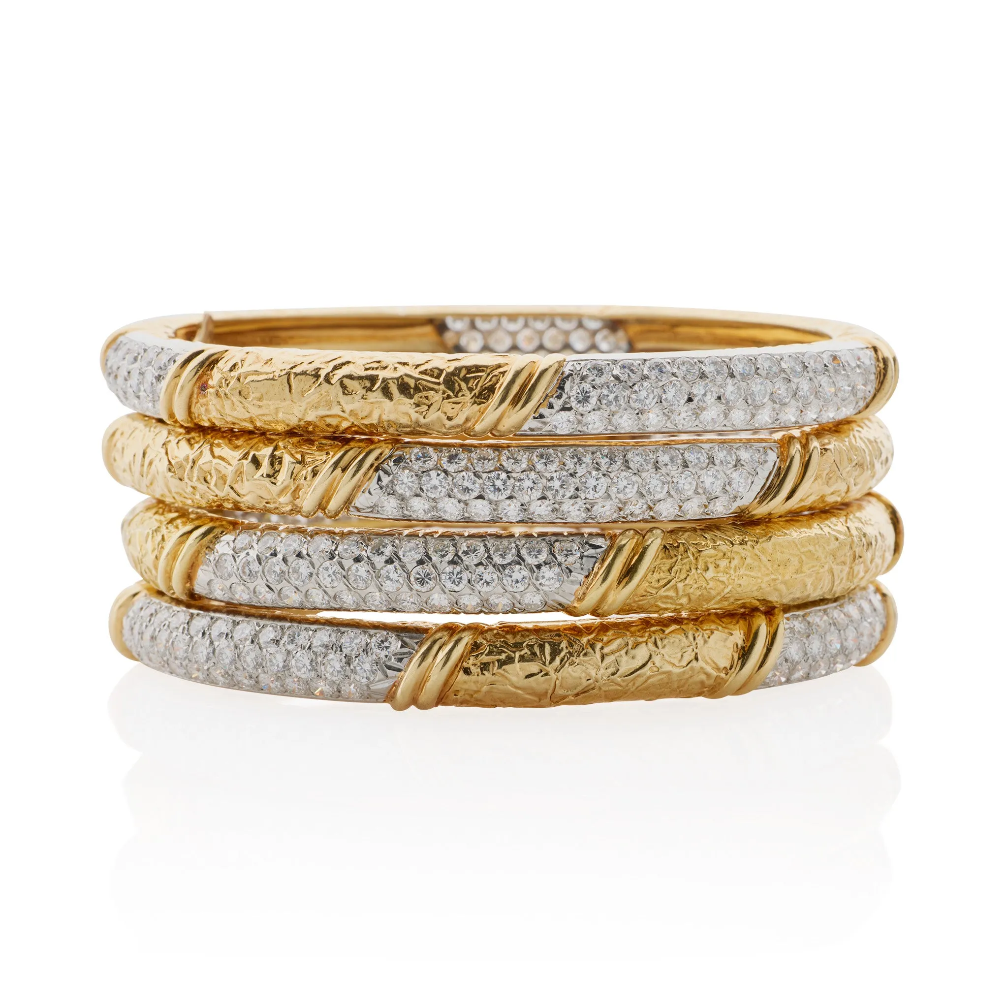 Four 1970s Van Cleef & Arpels Diamond Bangle Bracelets