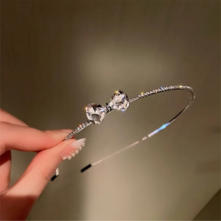 FYUAN Korean Style Rhinestone Hairbands for Women Small Crystal Bowknot HairClip Wedding Hair Accessories Jewelry