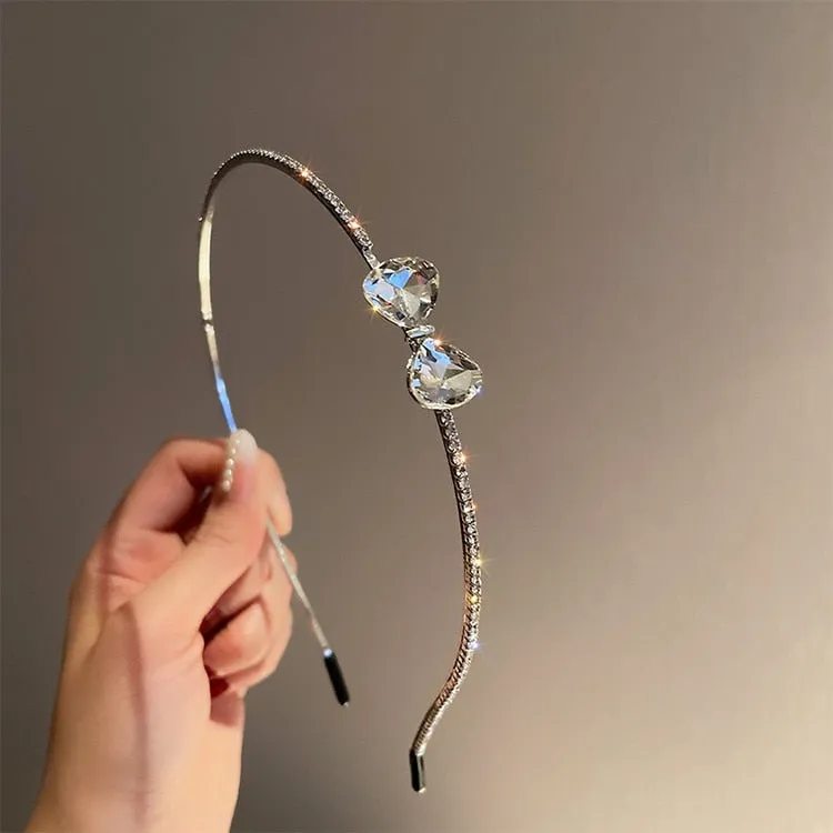 FYUAN Korean Style Rhinestone Hairbands for Women Small Crystal Bowknot HairClip Wedding Hair Accessories Jewelry