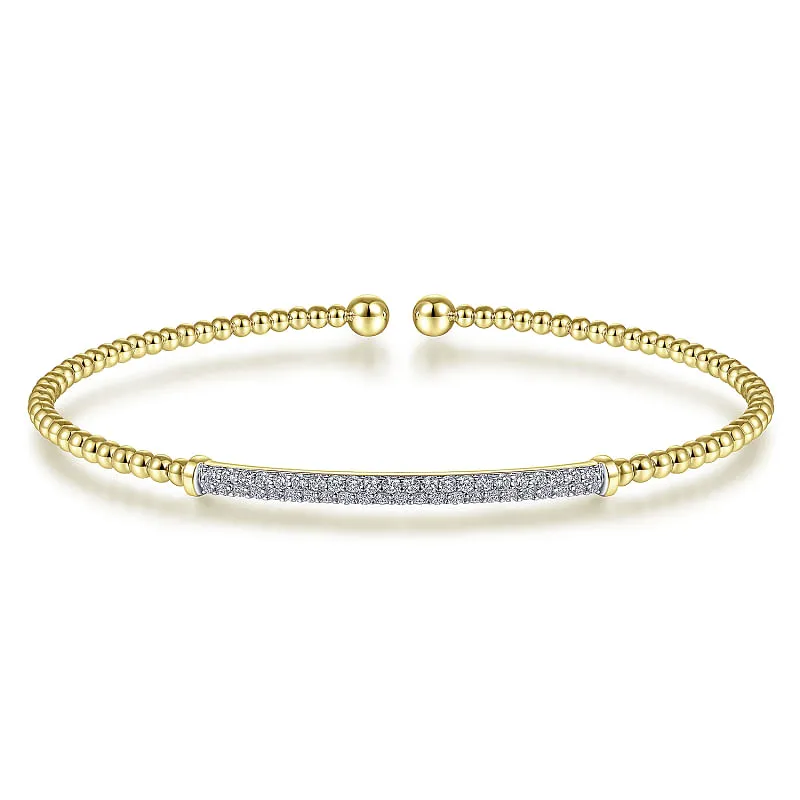 Gabriel & Co | 14K Yellow Gold Bujukan Diamond Bar Split Bangle