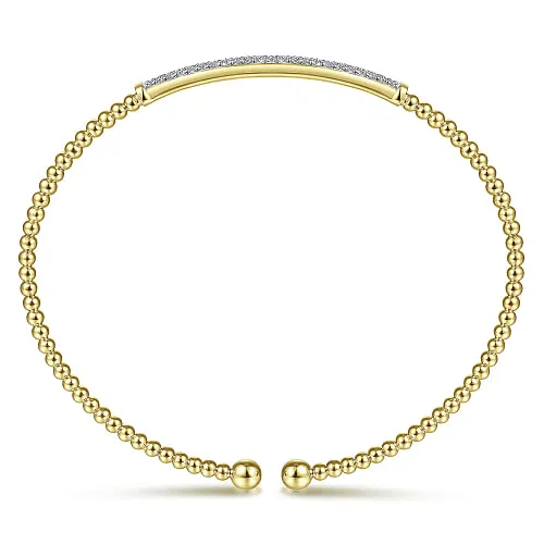 Gabriel & Co | 14K Yellow Gold Bujukan Diamond Bar Split Bangle