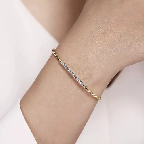 Gabriel & Co | 14K Yellow Gold Bujukan Diamond Bar Split Bangle