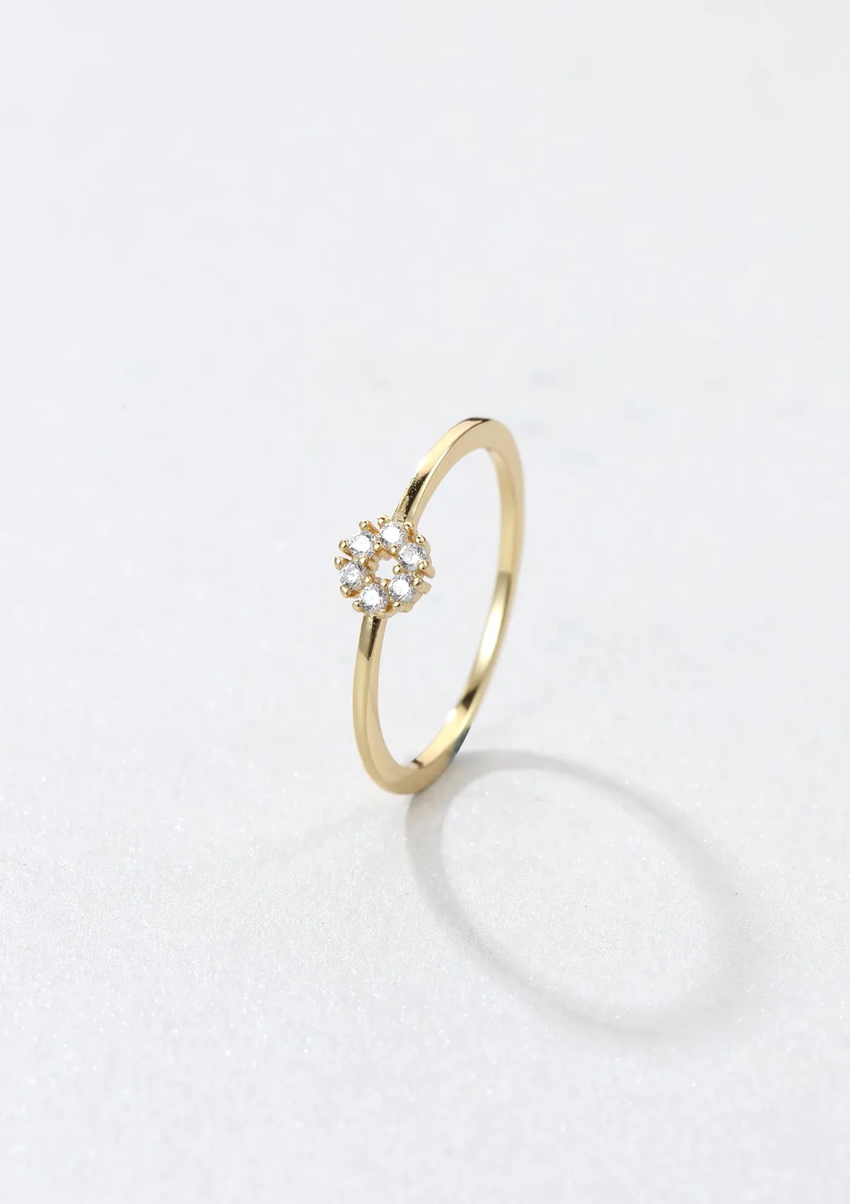 Glitter Circle Ring Sterling Silver Gold