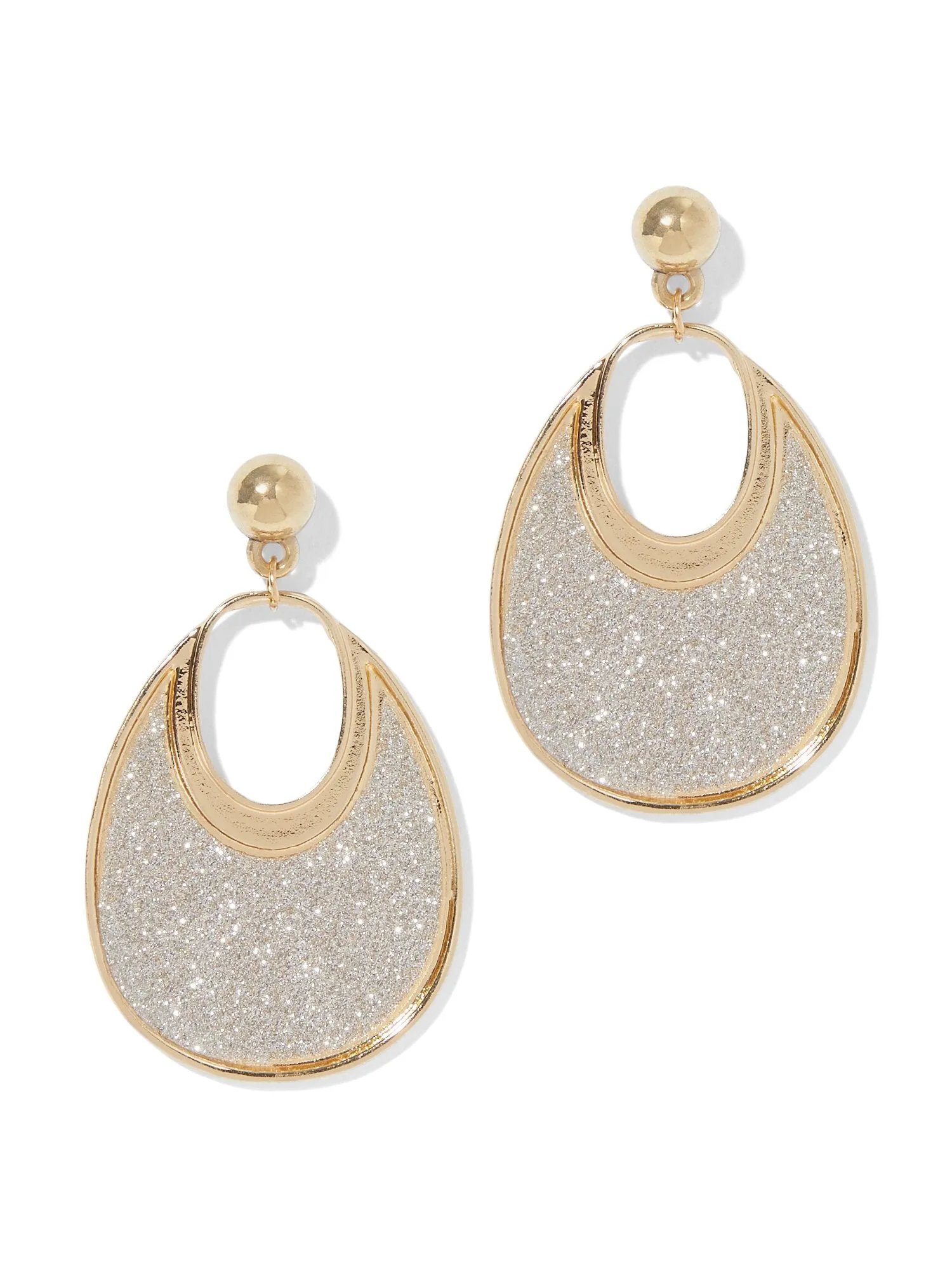 Glitter Oval Drop Earring