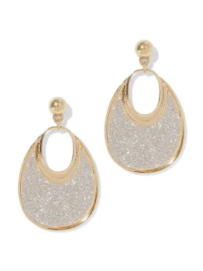 Glitter Oval Drop Earring