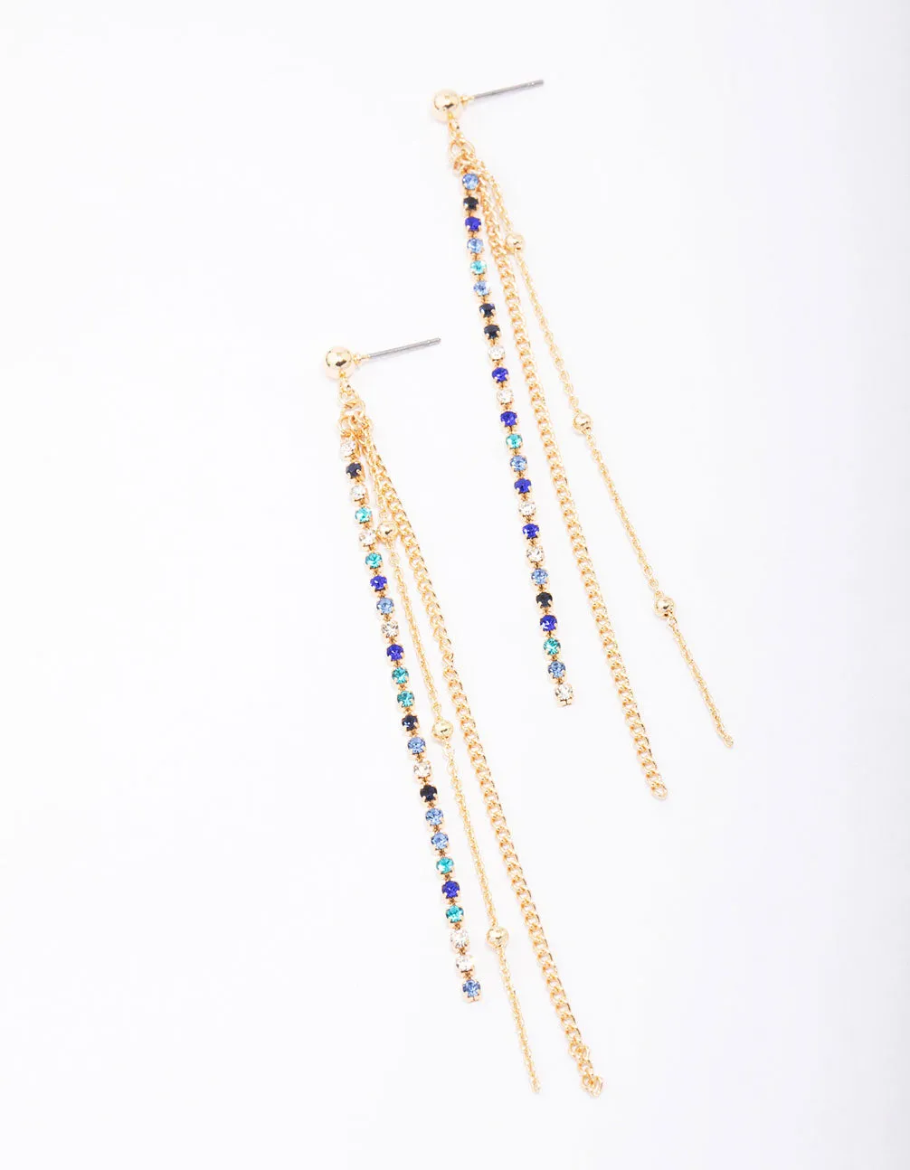 Gold Bling Chain Trio Chain Drop Earrings