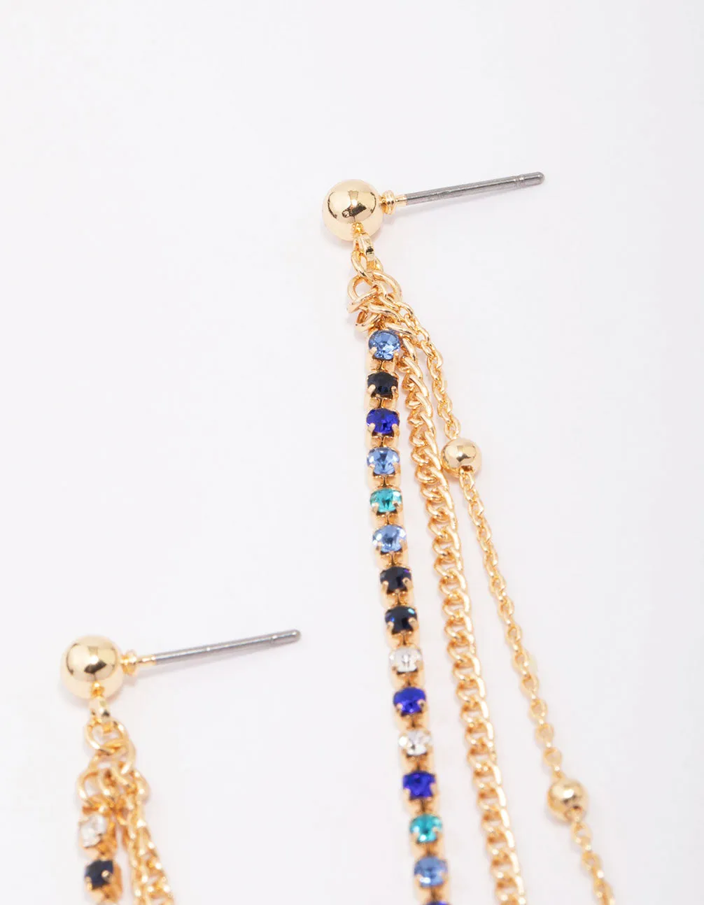 Gold Bling Chain Trio Chain Drop Earrings