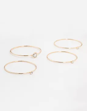 Gold Diamante Heart Bangles 3-Pack