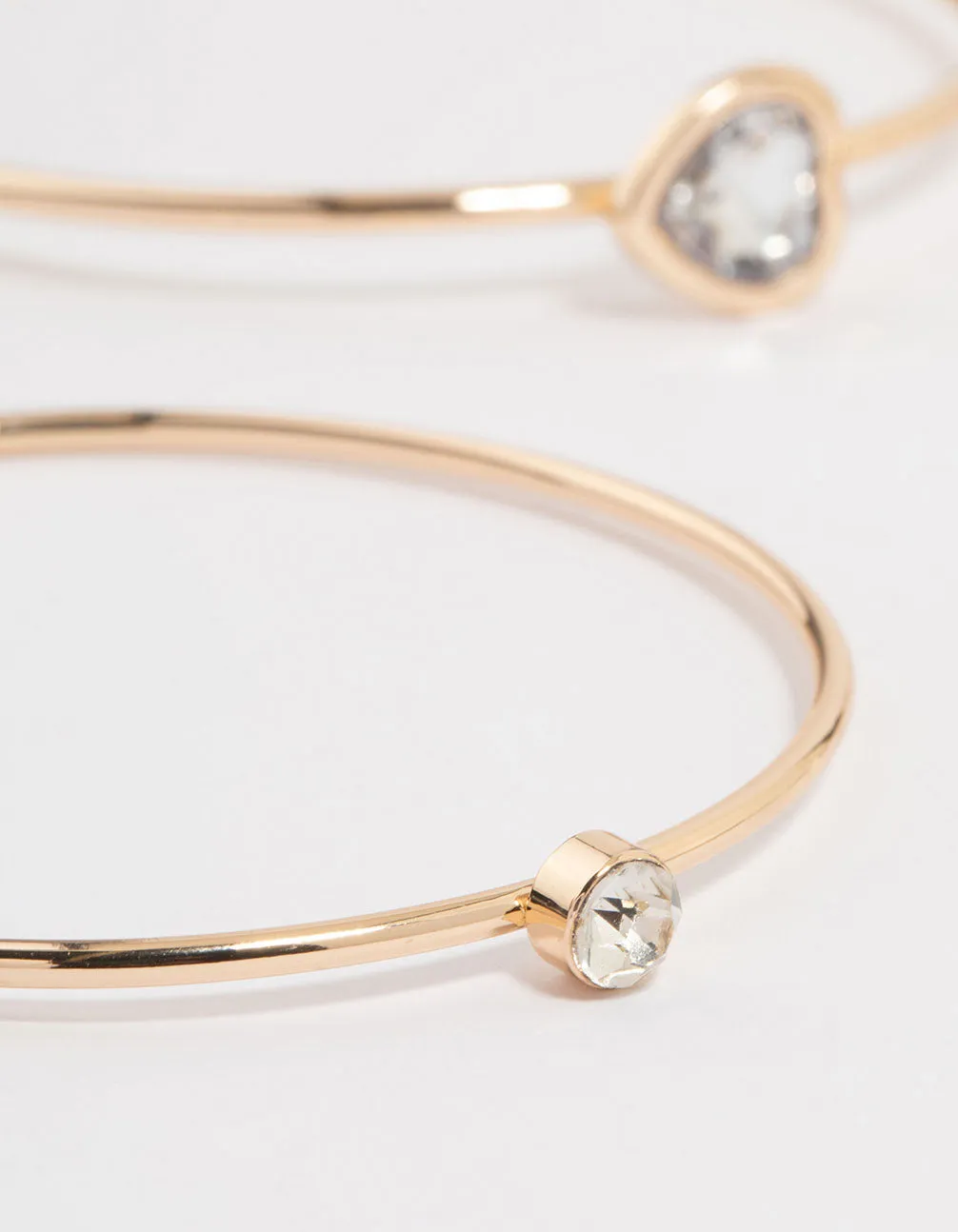 Gold Diamante Heart Bangles 3-Pack