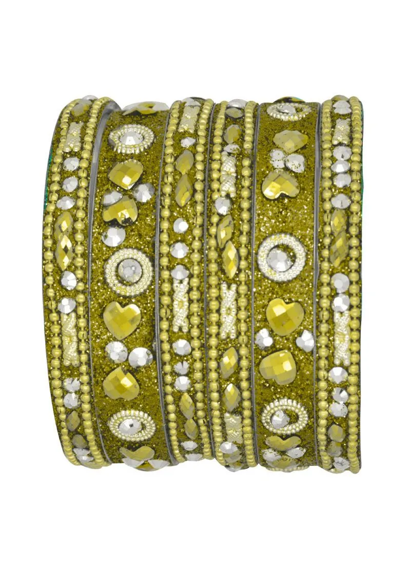 Gold Intricate Sparkle Bangle Set