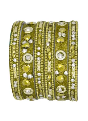 Gold Intricate Sparkle Bangle Set