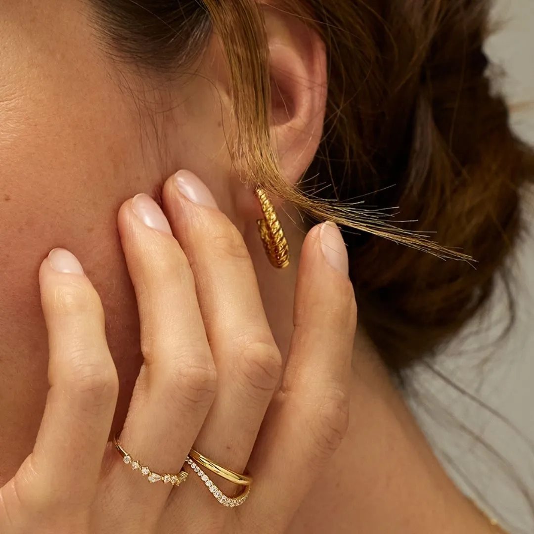 Gold Large Twisted Rope Hoop Earrings