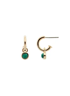 Gold Malachite Hoop Earrings