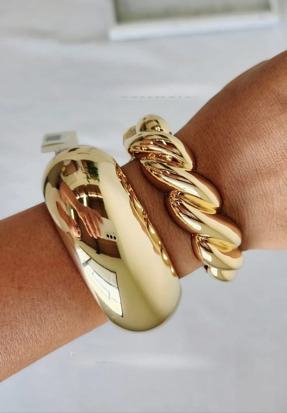 Gold Smooth Large Hinge Bangle Bracelet