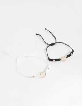 Gold Tie Heart Bracelets 2-Pack