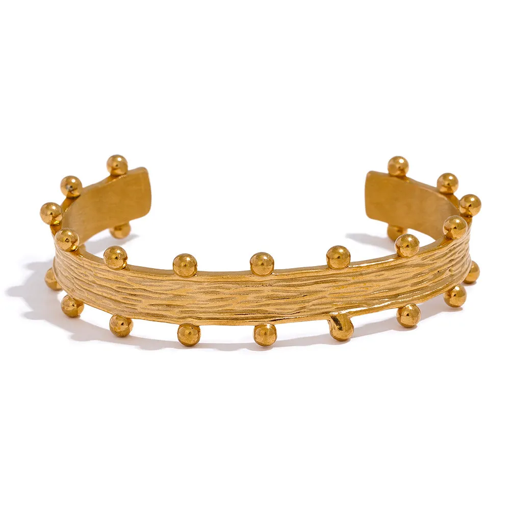 Golden Wide Open Cuff Bangle Bracelet