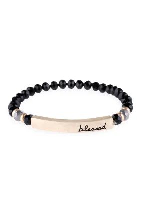 Hdb3007 - "Blessed" Rondelle Beads Stretchable Bracelet