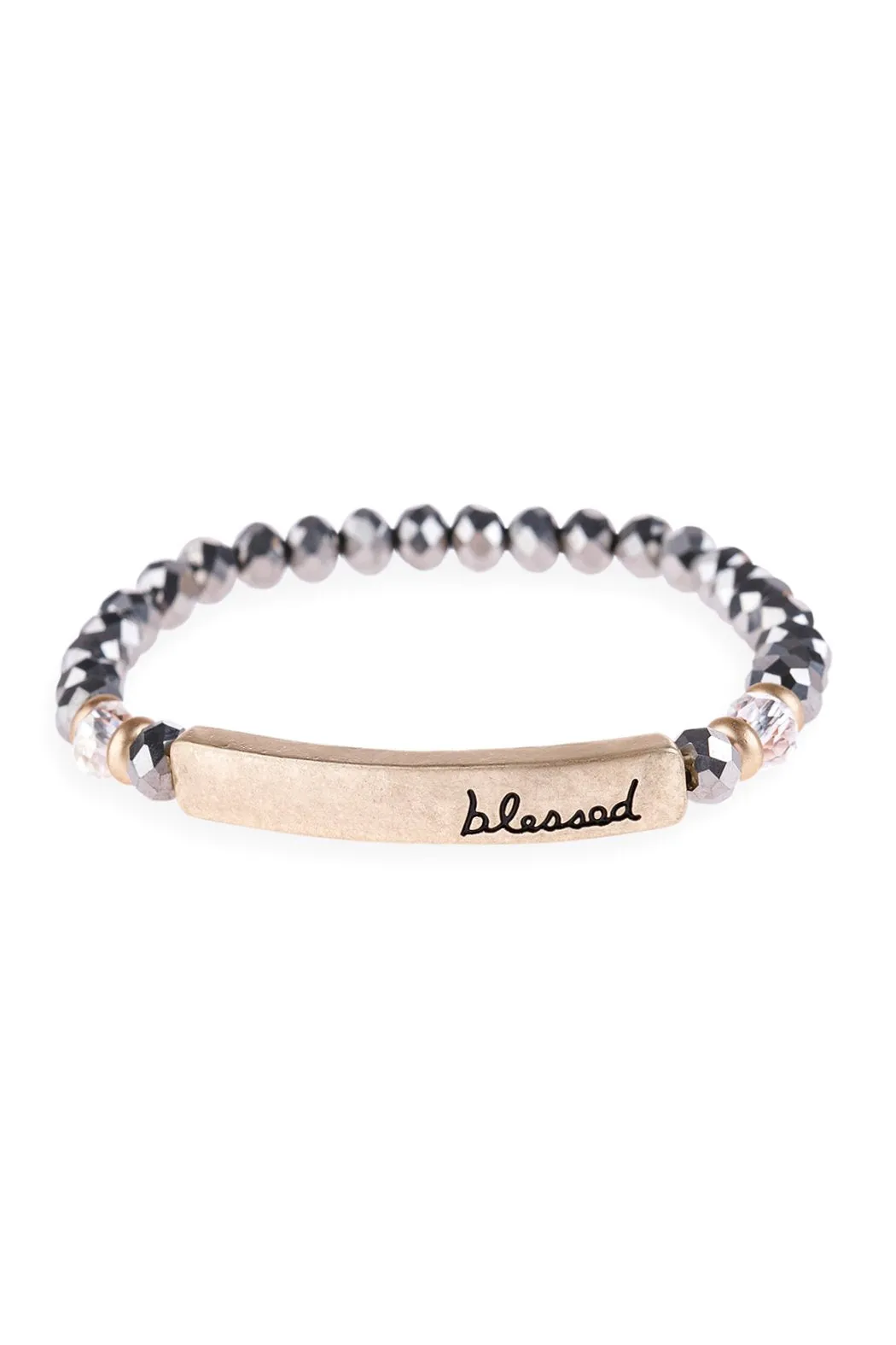 Hdb3007 - "Blessed" Rondelle Beads Stretchable Bracelet