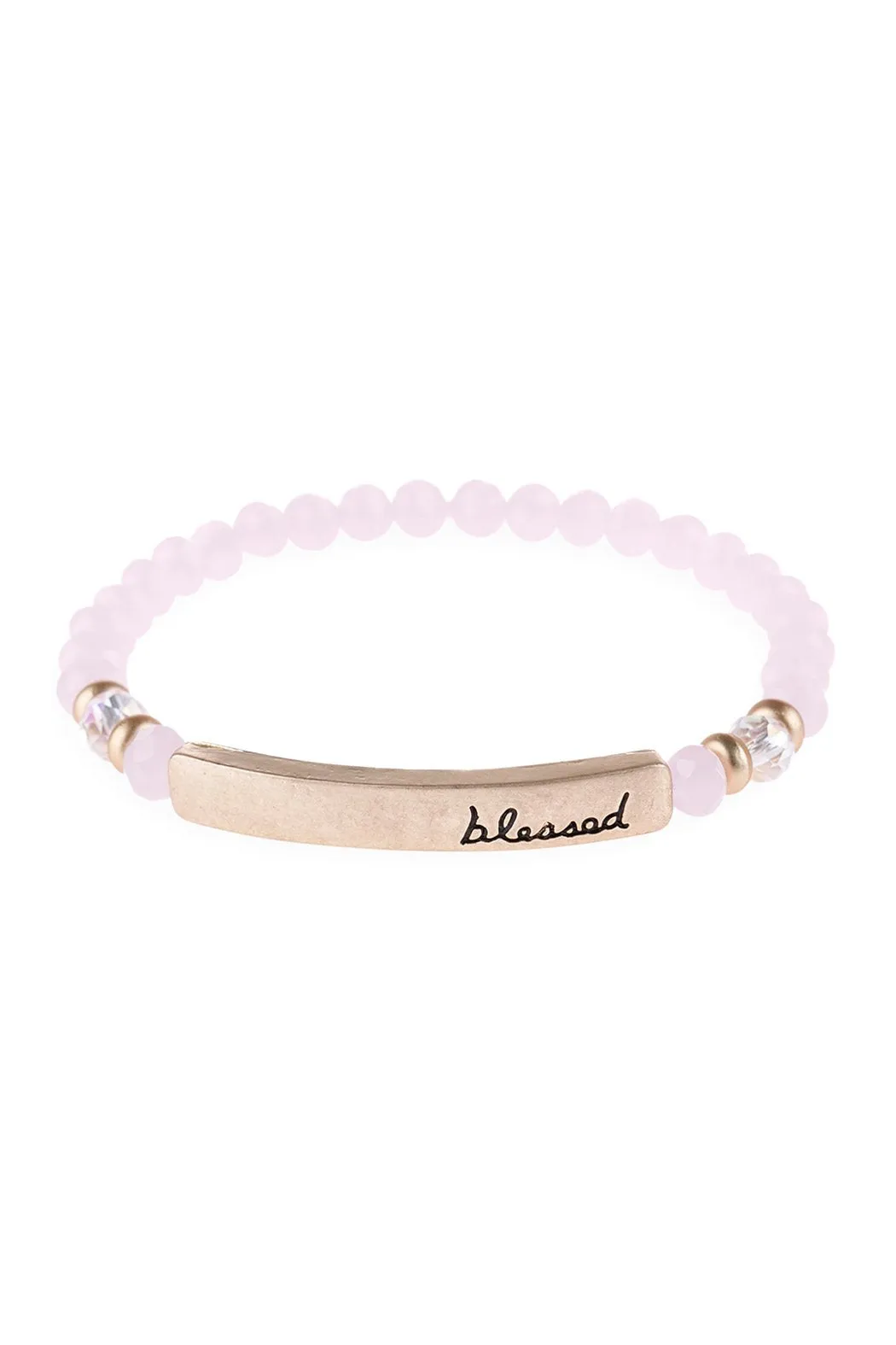 Hdb3007 - "Blessed" Rondelle Beads Stretchable Bracelet